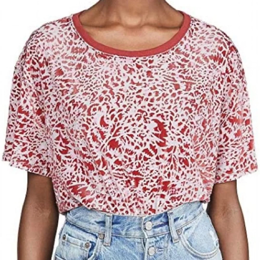 Free People Teddy Tee, Raspberry Velvet Burnout